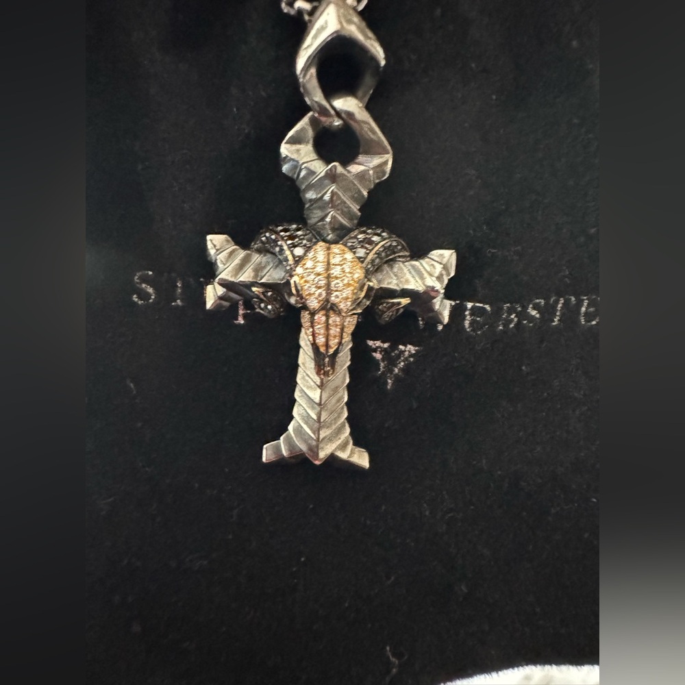Stephen Webster Cross Pendant w/ Black and White Diamonds